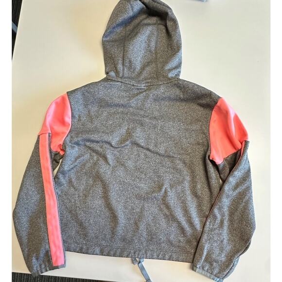 NIKE Dry Fit Hoodie Sweatshirt Girls Sz Large Gray Pink Logo Check School Comfy - Picture 2 of 6